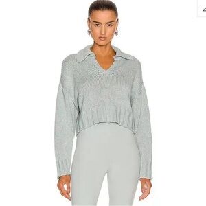 Sablyn Julie Collared Knit Sweater - Light Blue, Size Large